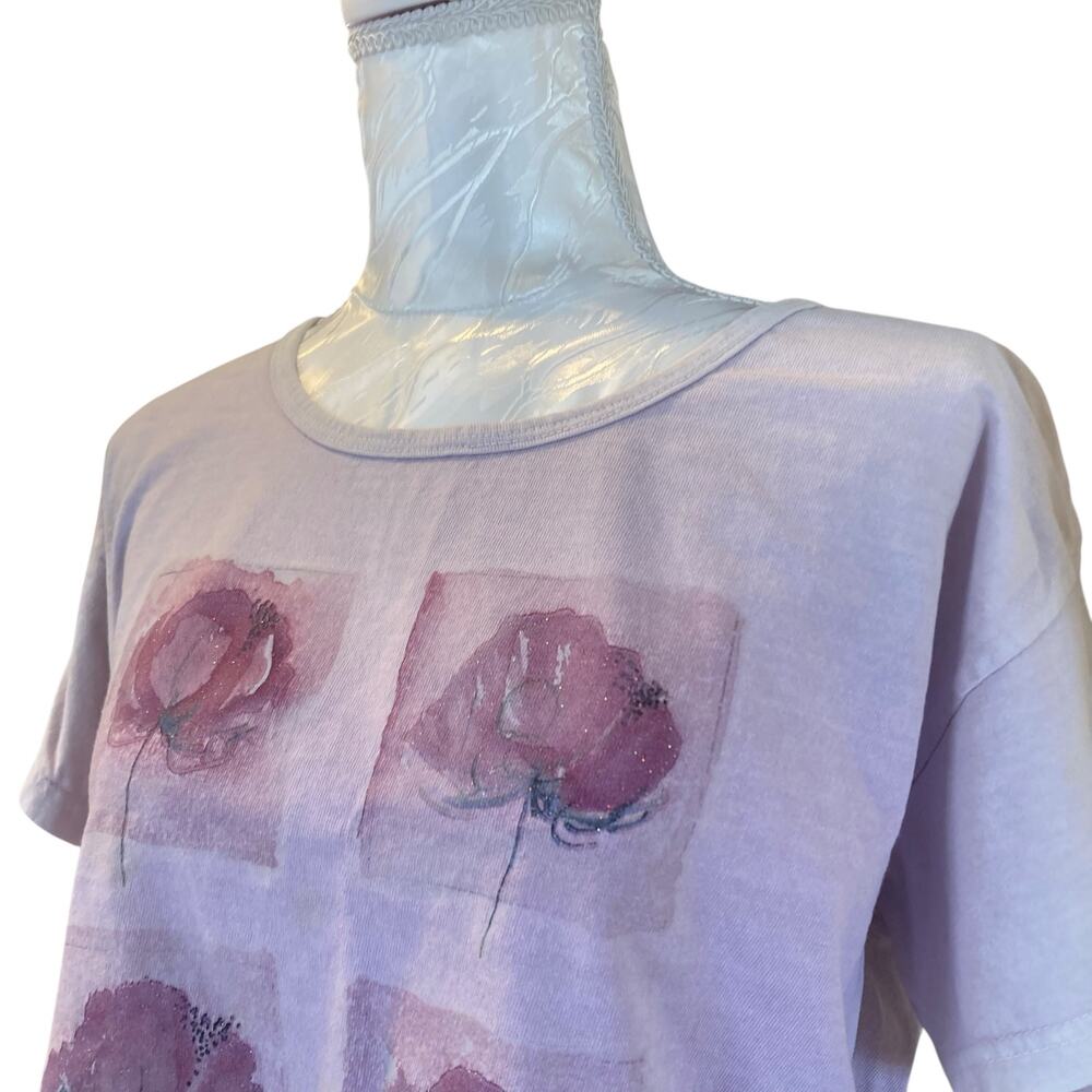 Vintage Authentic Pigment Purple Floral T Shirt Womens Sz Large Y2K Artsy Kawaii - Picture 11 of 14